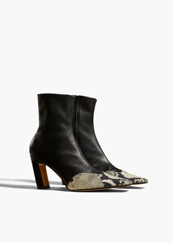 Khaite Nevada Stretch High Boot Black With Natural Python-Embossed Leather