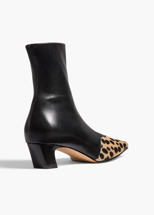 Khaite Nevada Stretch Low Boot Black Leather With Hyena Print Haircalf
