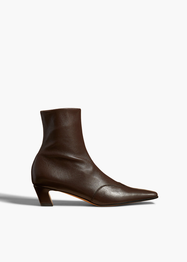 khaite Nevada Stretch Low Boot Dark Brown Nappa Leather