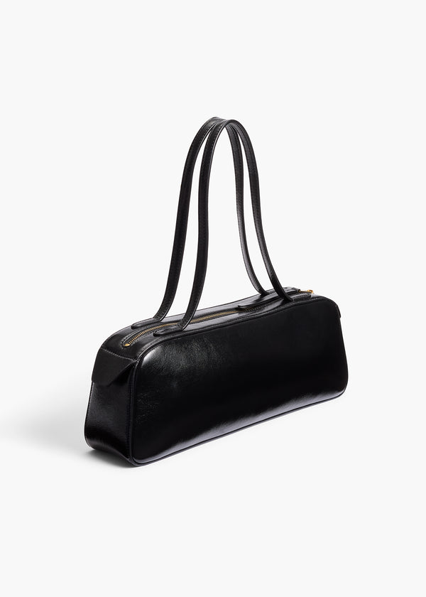 Khaite Simona Shoulder Bag Black Crackle Patent Leather
