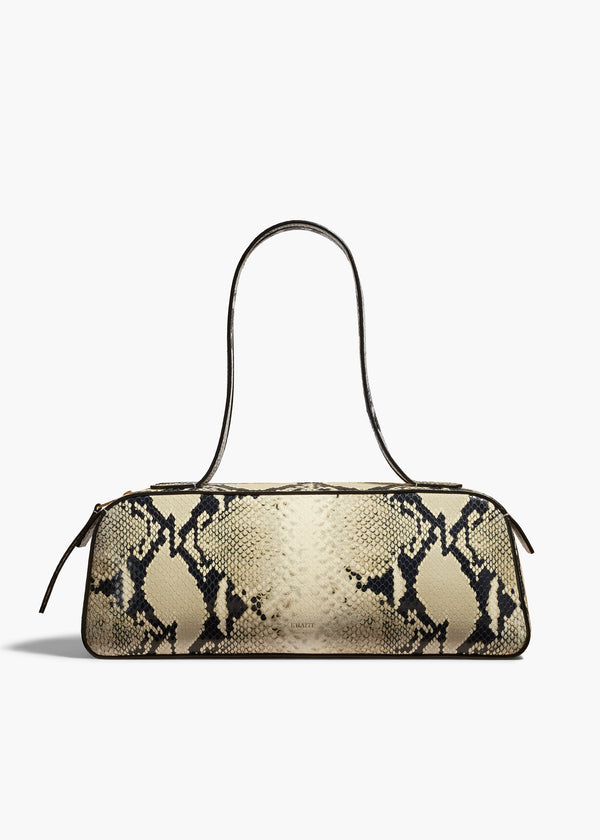 khaite Simona Shoulder Bag Natural Python-Embossed Leather