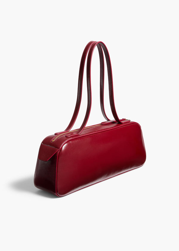 Khaite Simona Shoulder Bag Oxblood Crackle Patent Leather