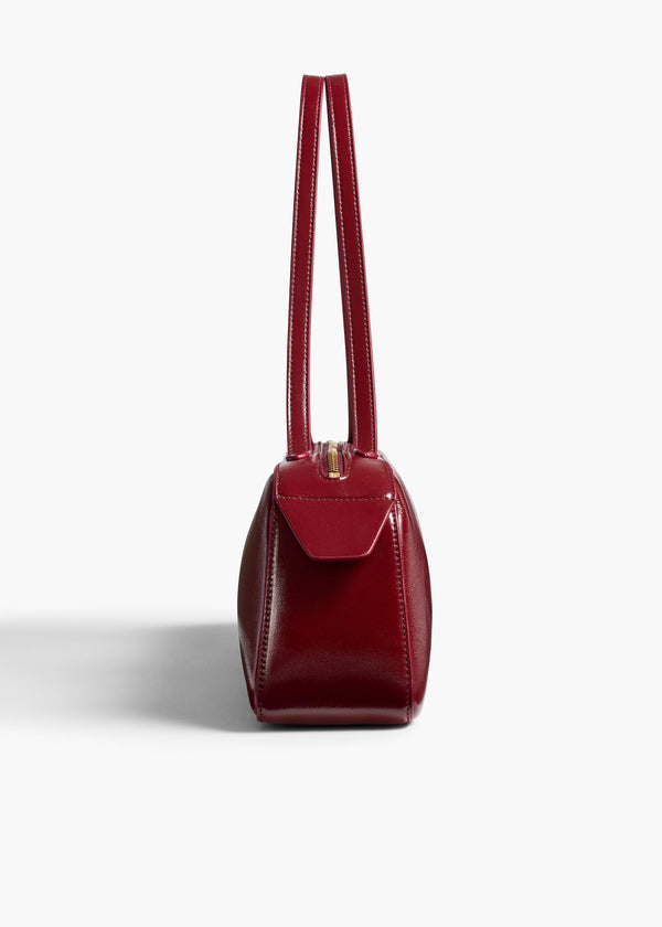 Khaite Simona Shoulder Bag Oxblood Crackle Patent Leather