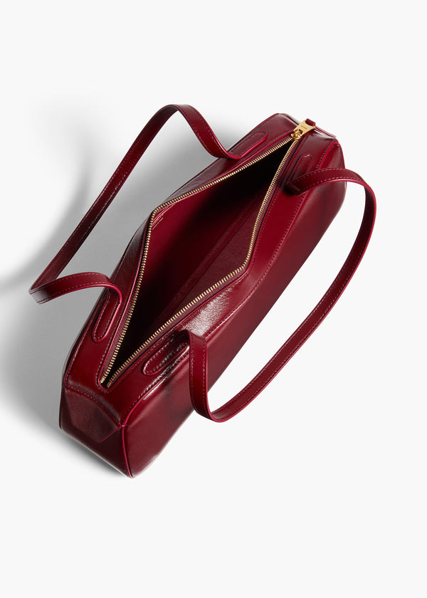 Khaite Simona Shoulder Bag Oxblood Crackle Patent Leather