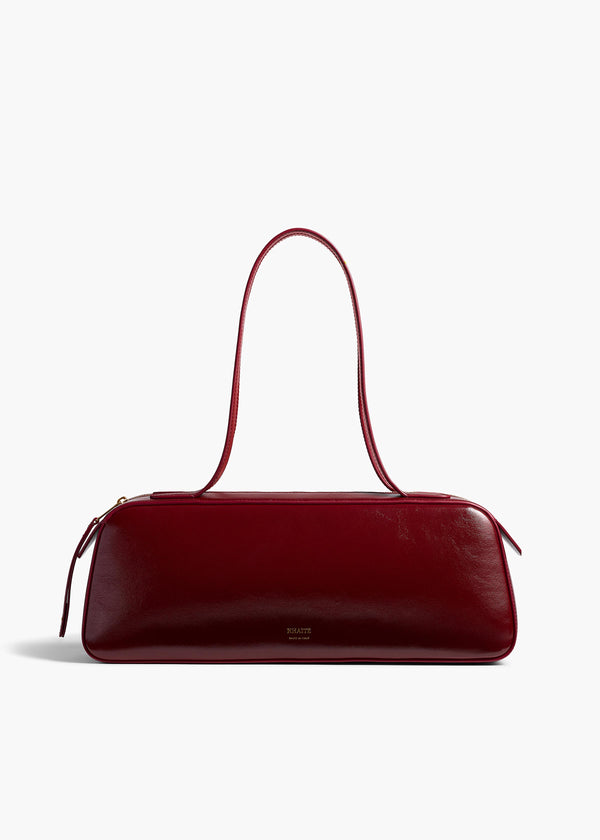 khaite Simona Shoulder Bag Oxblood Crackle Patent Leather
