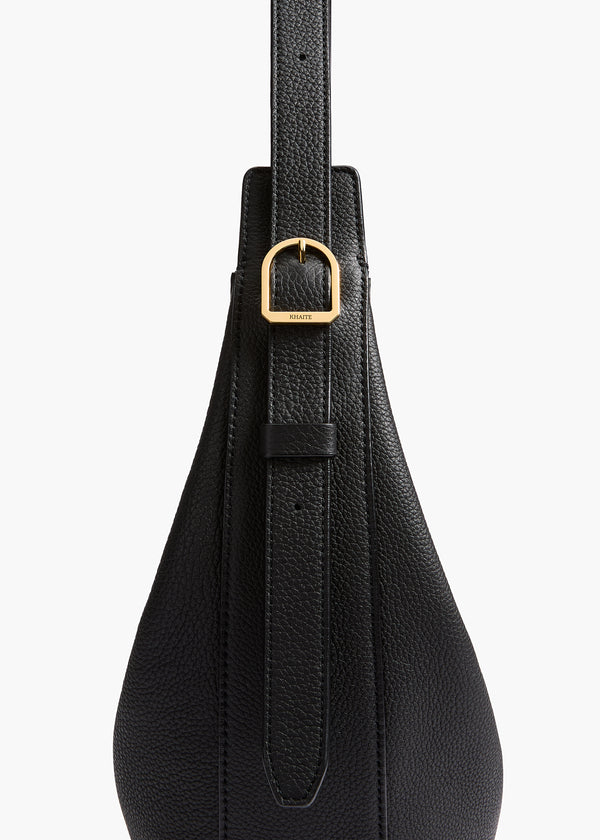 Khaite Small Augustina Crossbody Bag Black Pebbled Leather
