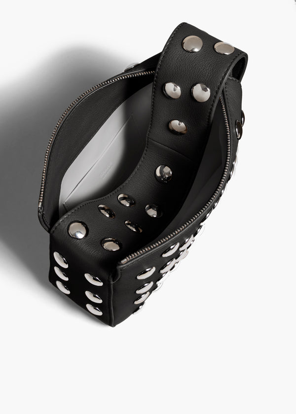 Khaite Small Elena Bag Black Pebbled Leather With Studs