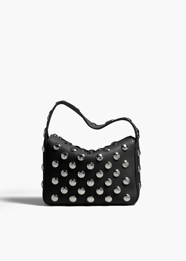 khaite Small Elena Bag Black Pebbled Leather with Studs