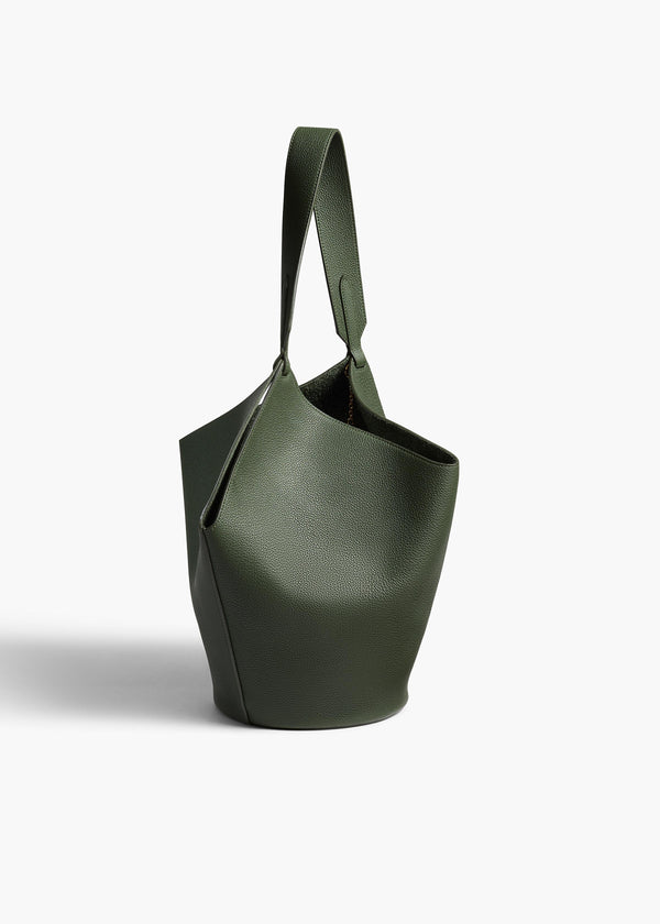 Khaite Small Lotus Tote Bottle Green Pebbled Leather