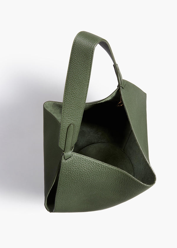 Khaite Small Lotus Tote Bottle Green Pebbled Leather