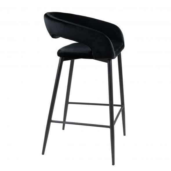 Kick Bar Stool Lenn - Velvet - Black