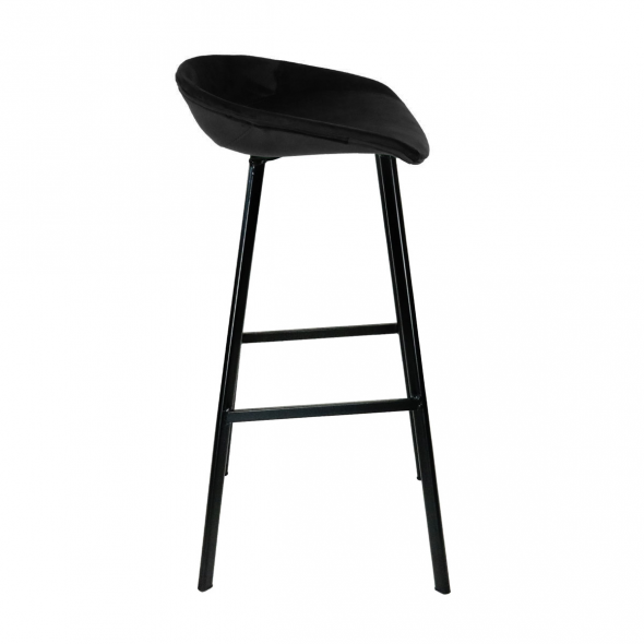 KICK FINN Bar Stool High - Velvet - Black