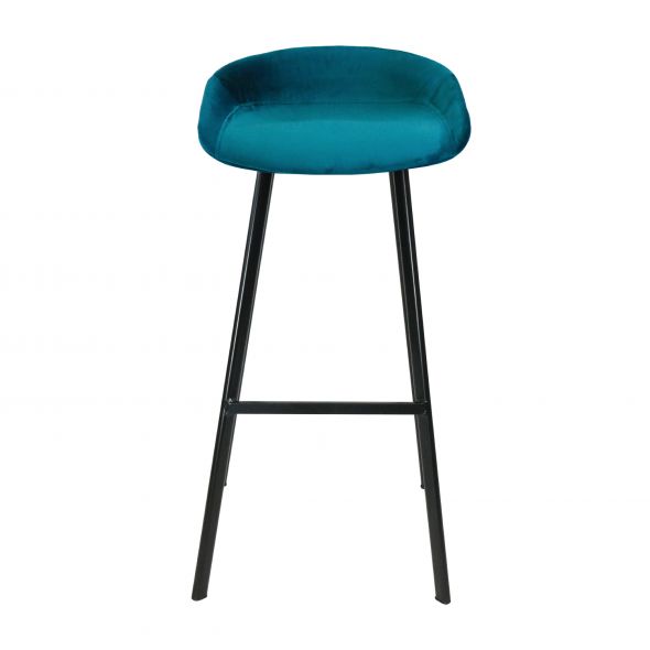 KICK FINN Bar Stool High - Velvet - Blue