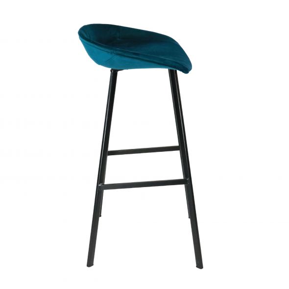 KICK FINN Bar Stool High - Velvet - Blue