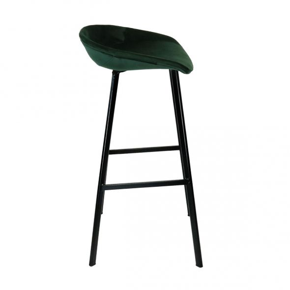 KICK FINN Bar Stool High - Velvet - Dark Green