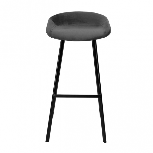 KICK FINN Bar Stool High - Velvet - Dark Grey