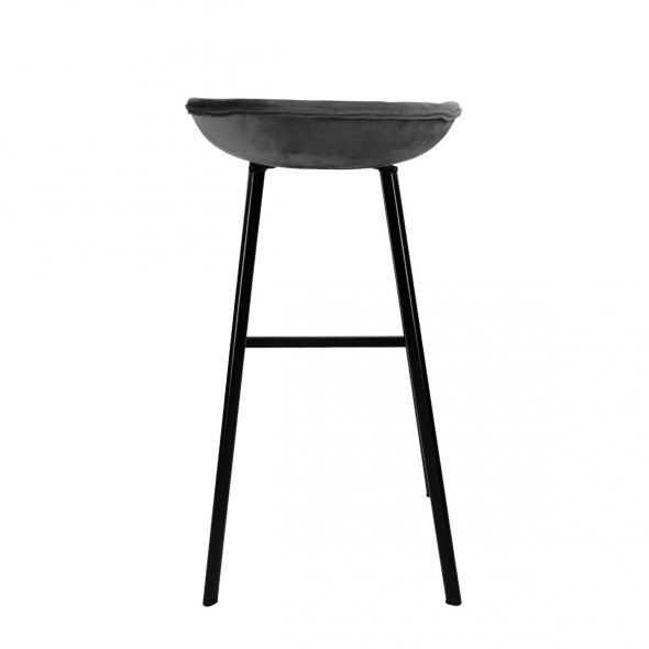 KICK FINN Bar Stool High - Velvet - Dark Grey
