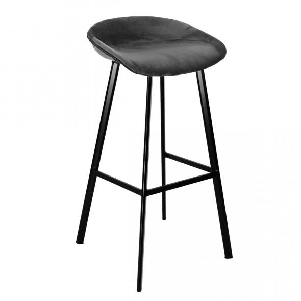 KICK FINN Bar Stool High - Velvet - Dark Grey