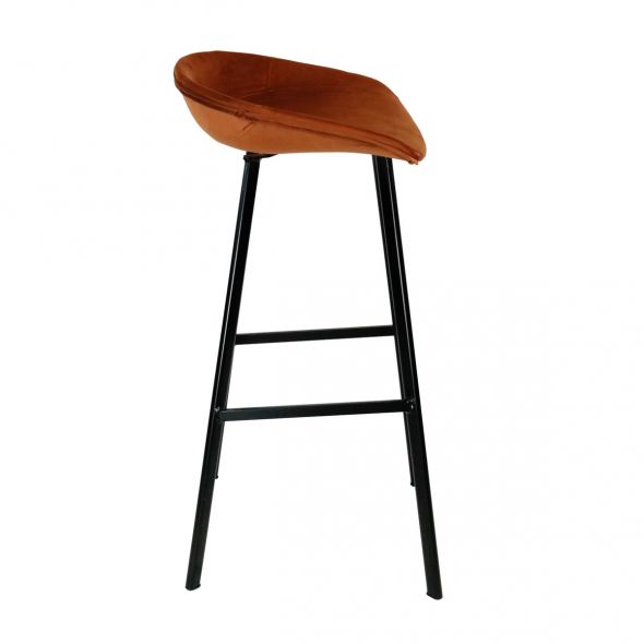 KICK FINN Bar Stool High - Velvet - Orange