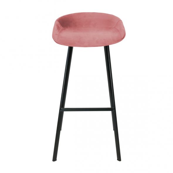 KICK FINN Bar Stool High - Velvet - Pink