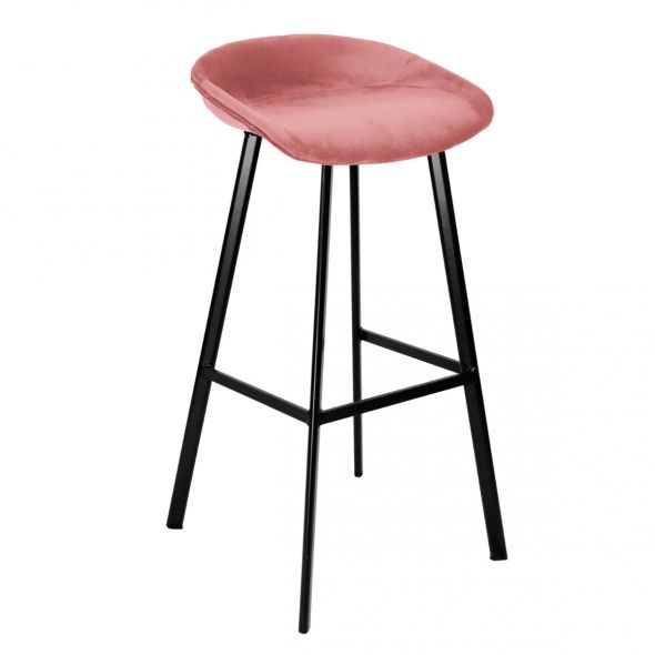 KICK FINN Bar Stool High - Velvet - Pink