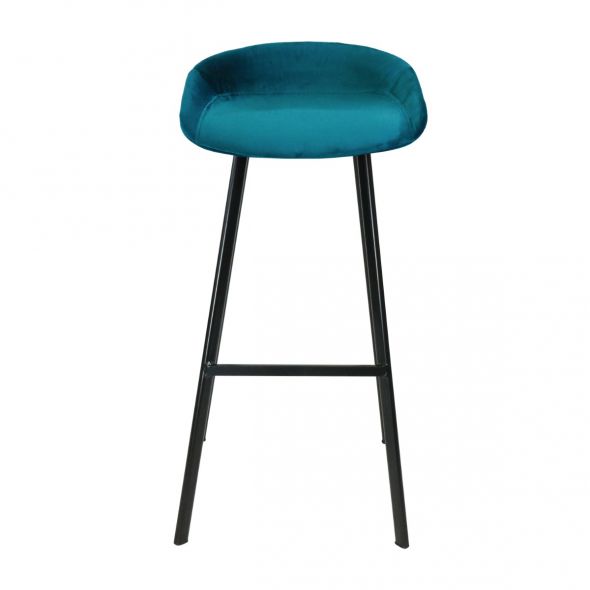 KICK FINN Bar Stool Low - Velvet - Blue