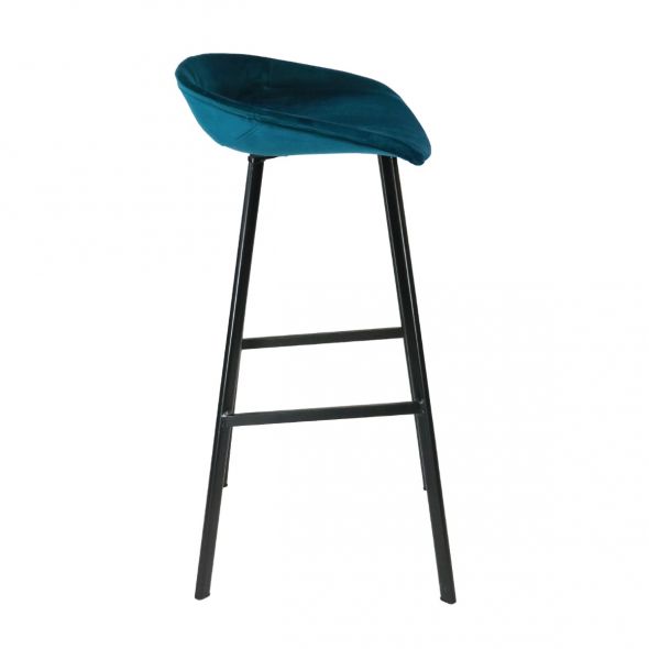 KICK FINN Bar Stool Low - Velvet - Blue