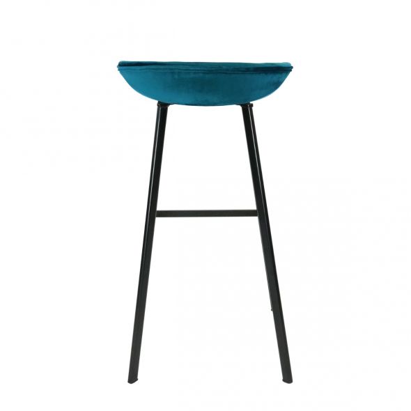 KICK FINN Bar Stool Low - Velvet - Blue