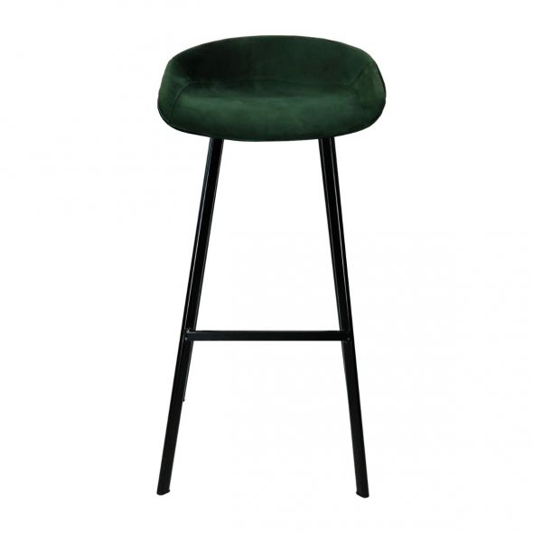 KICK FINN Bar Stool Low - Velvet - Dark Green