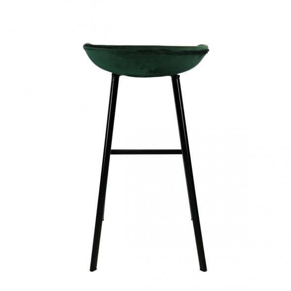 KICK FINN Bar Stool Low - Velvet - Dark Green