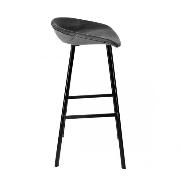 KICK FINN Bar Stool Low - Velvet - Dark Grey