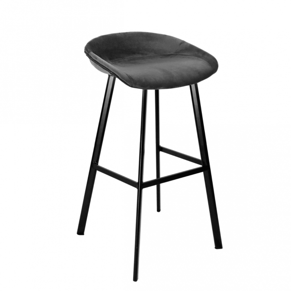 KICK FINN Bar Stool Low - Velvet - Dark Grey
