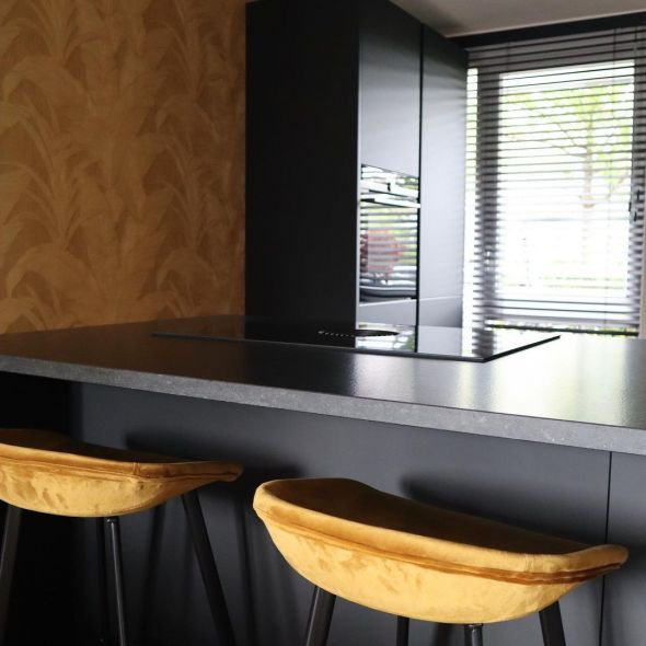 KICK FINN Bar Stool Low - Velvet - Gold