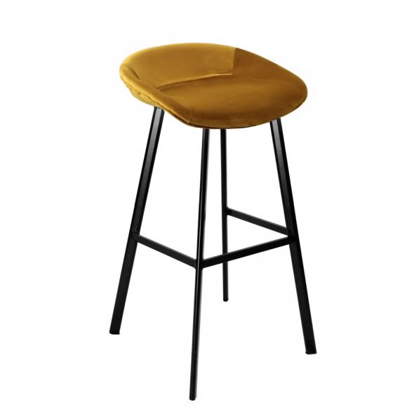 KICK FINN Bar Stool Low - Velvet - Gold