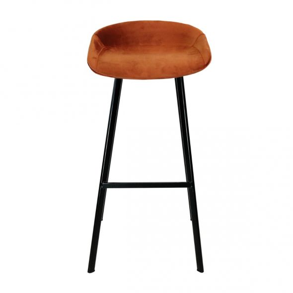 KICK FINN Bar Stool Low - Velvet - Orange