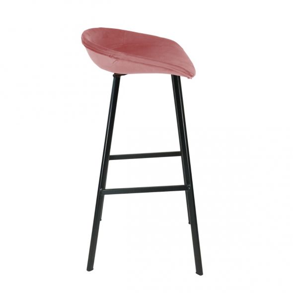 KICK FINN Bar Stool Low - Velvet - Pink
