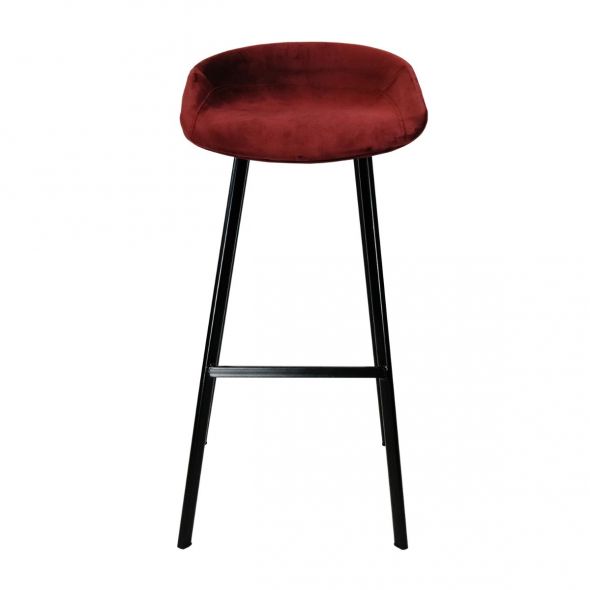 KICK FINN Bar Stool Low - Velvet - Red