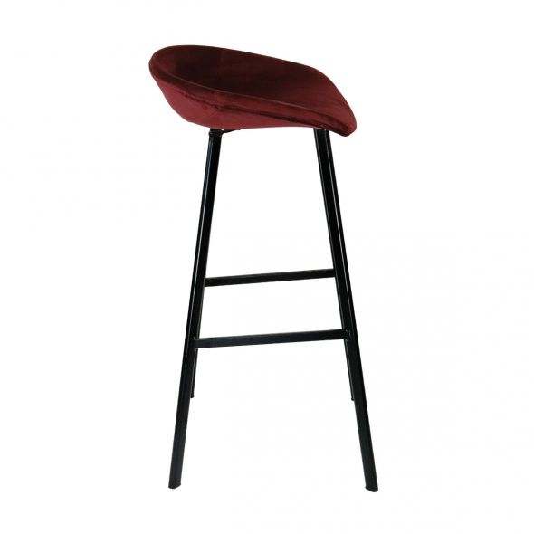 KICK FINN Bar Stool Low - Velvet - Red