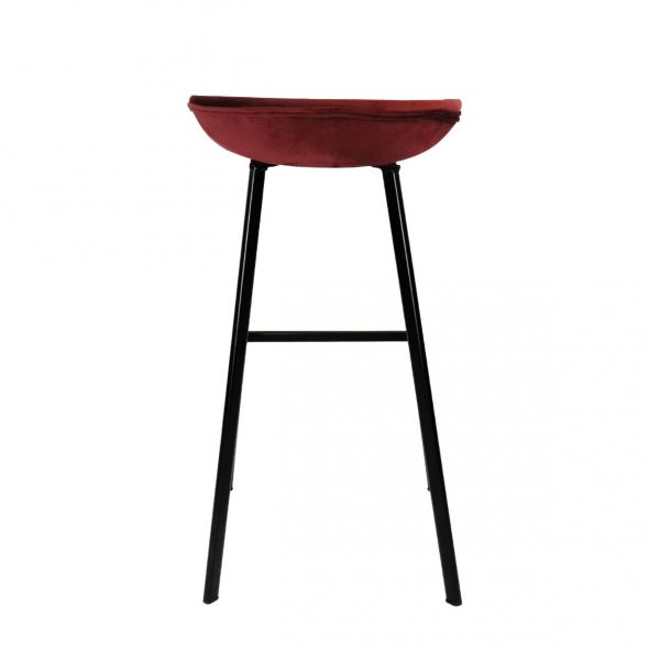 KICK FINN Bar Stool Low - Velvet - Red