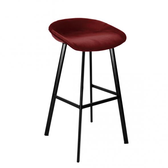KICK FINN Bar Stool Low - Velvet - Red