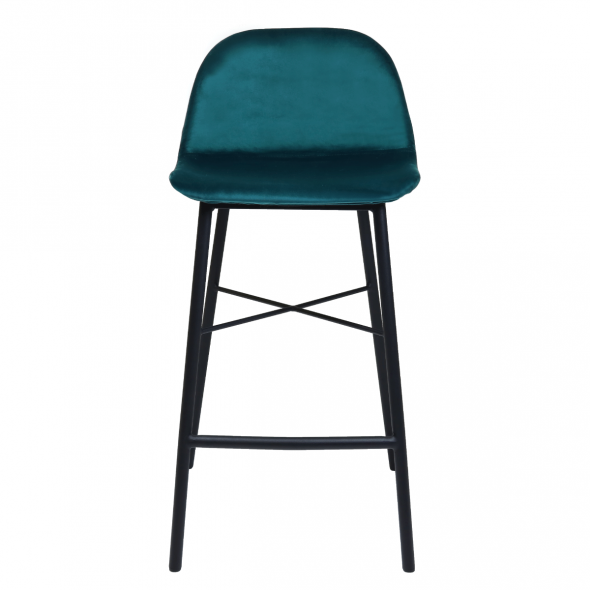 KICK JEFF Bar Stool - Velvet - Blue