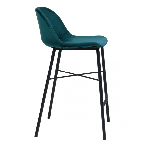 KICK JEFF Bar Stool - Velvet - Blue