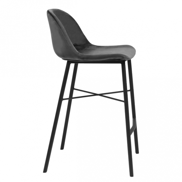 KICK JEFF Bar Stool - Velvet - Dark Grey