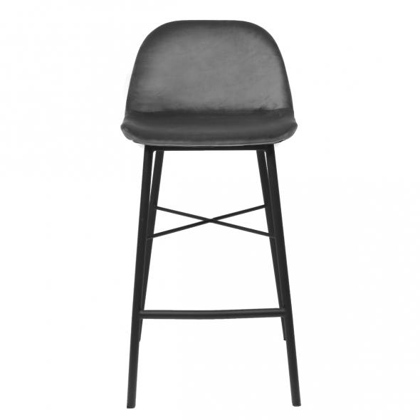 KICK JEFF Bar Stool - Velvet - Dark Grey