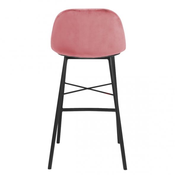 KICK JEFF Bar Stool - Velvet - Pink
