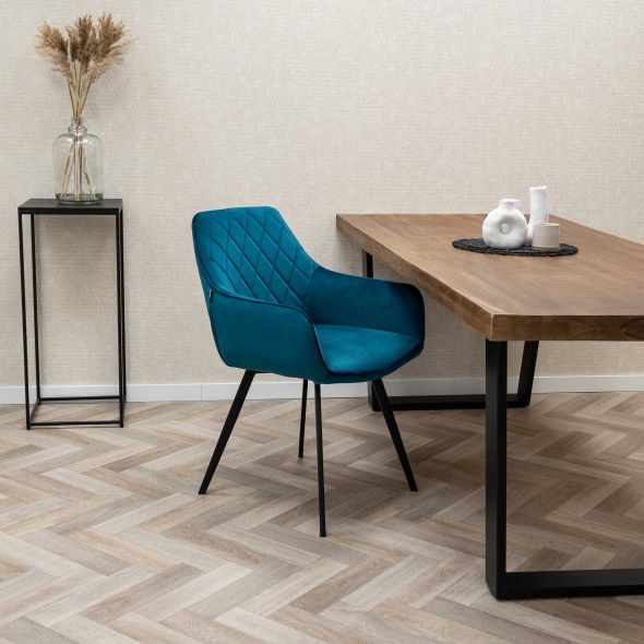 KICK KARL Velvet Dining Chair - Blue