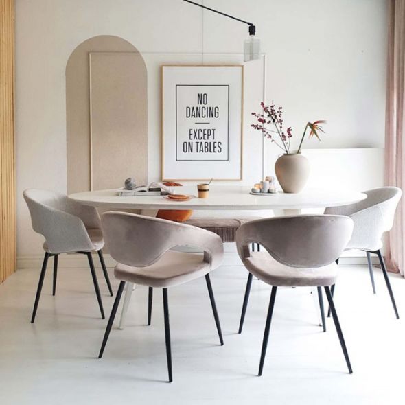 Kick Lenn Dining Chair - Velvet - Taupe