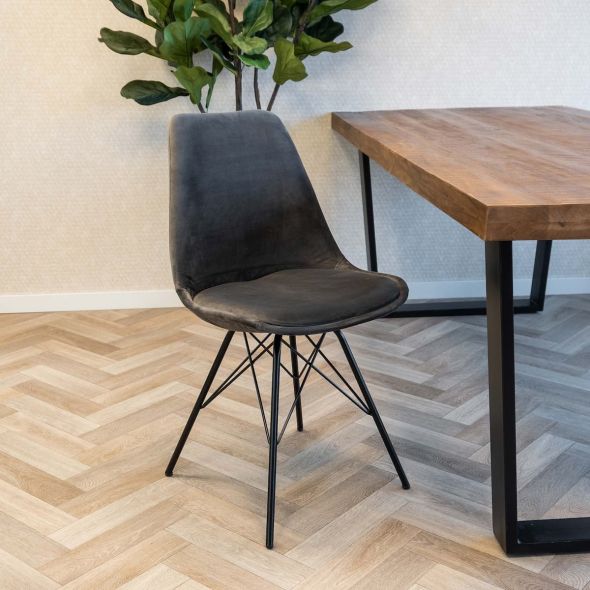 KICK Velvet Bucket Chair - Dark Grey - Dark Grey