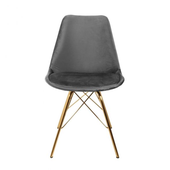 KICK Velvet Bucket Chair Dark Grey - Gold Frame - Dark Grey