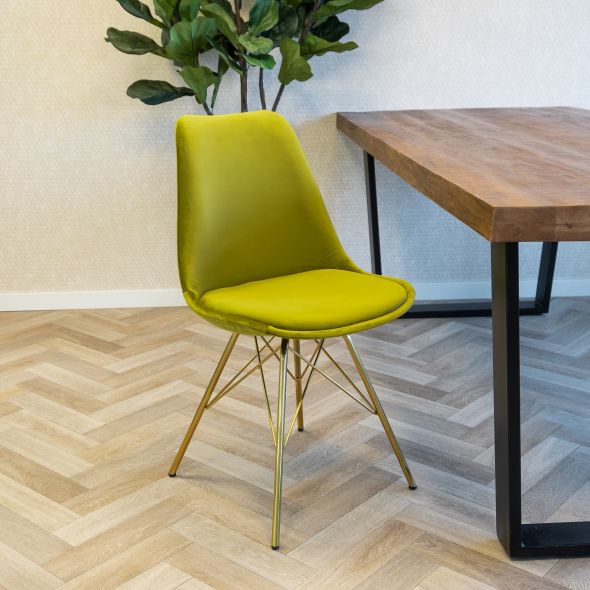 KICK Velvet Bucket Chair Green - Gold Frame - Green